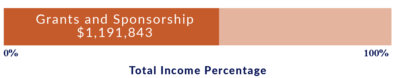 Percentage bar showing 56% of Carpentries income comes from Grants & Sponsorships
